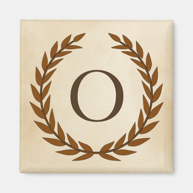 Lorbeerkranz auf Pergament-Monogramm Initiale O Magnet (Vorne)