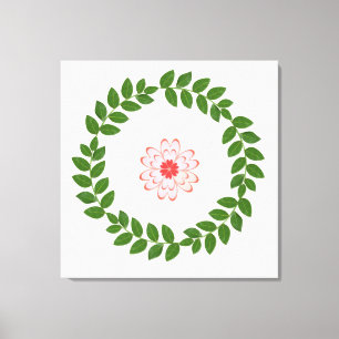 Lorbeerkranz- und Herzblumen-Mandala Leinwanddruck