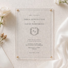 Lorbeerkranz & Wappen Minimalist Elegante Hochzeit Acryleinladungen