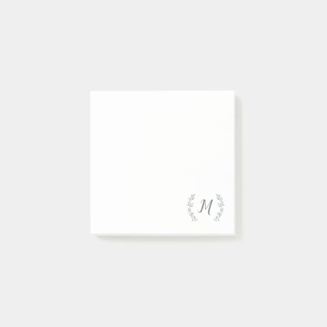 Lorbeerzweig-Monogramm  Post-it Klebezettel (Vorderseite)