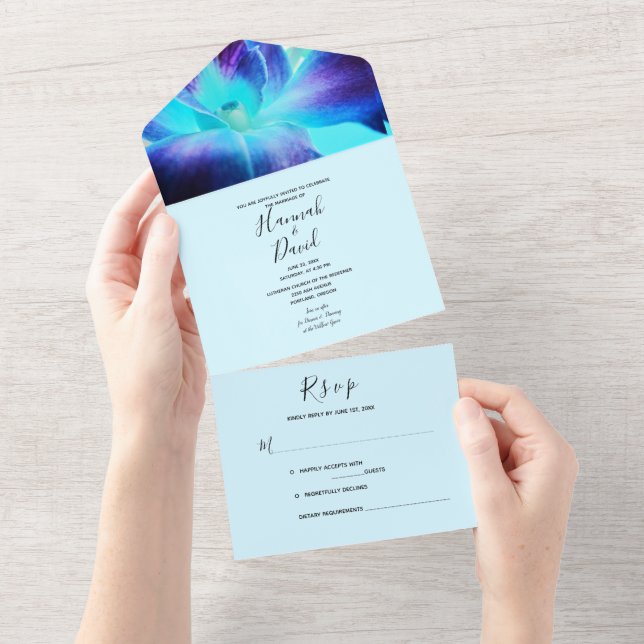 L'orchidée bleue en un seul Faire-part de mariage (Déchirure)