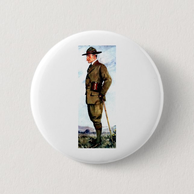 Lord Baden-Powell - kundschaftender Gründer Button (Vorderseite)