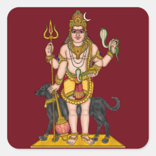 Lord Bhairava Hochglanz-Wasserfest-Aufkleber Quadratischer Aufkleber