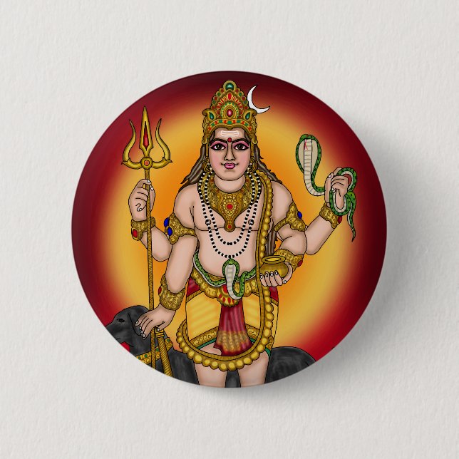 Lord Bhairava Retro Knopf Button (Vorderseite)