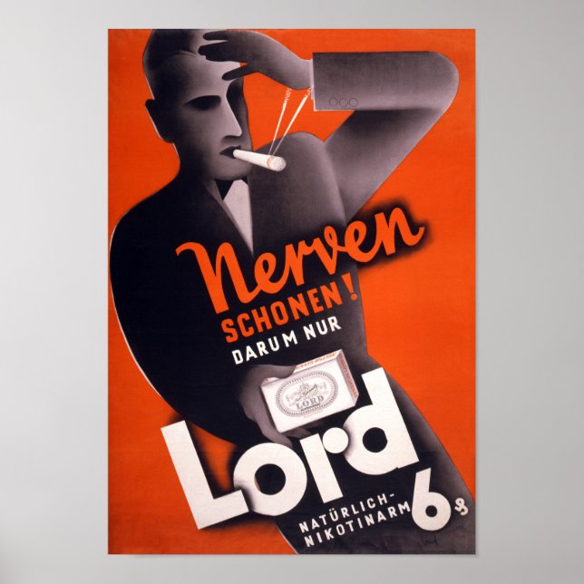 Lord Cigarettes German Vintage Poster wiederherges (Vorne)