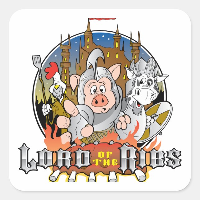 LORD DER RIBS-GRILLEN QUADRATISCHER AUFKLEBER (Vorderseite)
