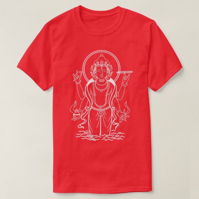 Lord Dhanvantari mit geschlossenen Augen T-Shirt (Design vorne)