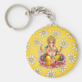 Lord Ganesh Divine Yellow Floral Schlüsselanhänger