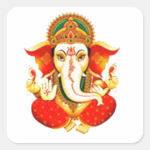 Lord Ganesh Göttlicher Elefant Gesichtshecker Quadratischer Aufkleber
