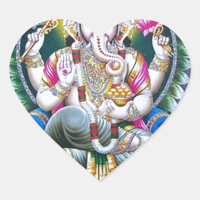 LORD GANESH HINDU GOD Herz-Aufkleber (Vorderseite)