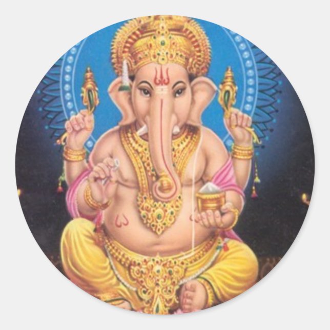 Lord Ganesh Round Sticker (Vorderseite)