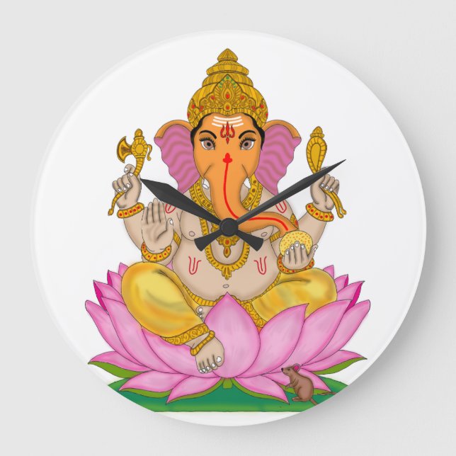 Lord Ganesha Clock Große Wanduhr (Vorderseite)