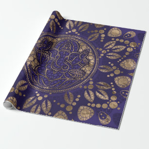 Lord Ganesha Dot Art Purys und Gold Geschenkpapier