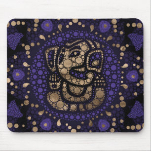 Lord Ganesha Dot Art Purys und Gold Mousepad