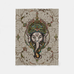 Lord Ganesha - Farbe auf Leinwand Fleecedecke