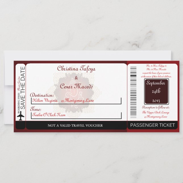 Lord Ganesha/Hind Boarding Pass Hochzeit Einladung (Vorderseite)