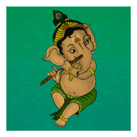 Lord Ganesha Jouer Poster de la Flûte