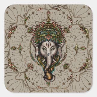 Lord Ganesha - Leinwand Quadratischer Aufkleber
