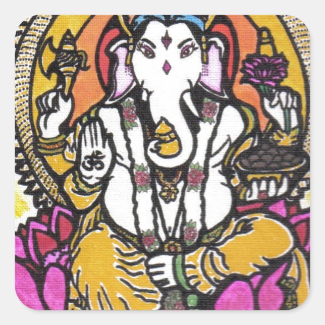 Lord Ganesha Quadratischer Aufkleber (Vorderseite)