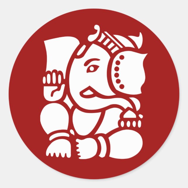 Lord Ganesha Runder Aufkleber (Vorderseite)