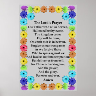 Lord" Gebet in einer Regenbogen-Blumen-Grenze Poster