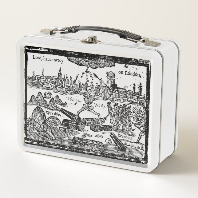 "Lord, haben Gnade auf schwarze PestLunchbox Metall Brotdose (Vorderseite)