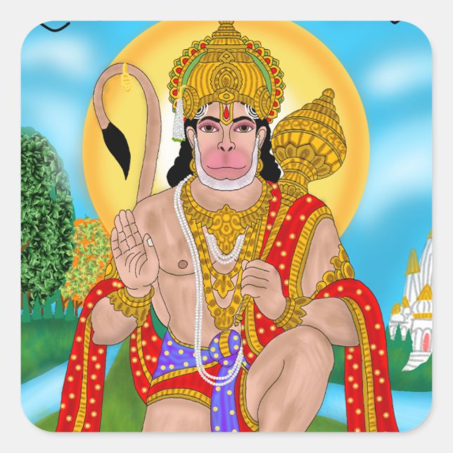 Lord Hanuman Aufkleber – Spirituell & Motivierend  (Vorderseite)