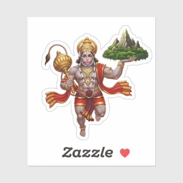 Lord Hanuman Flying Lifting Mountain Aufkleber (Blatt)