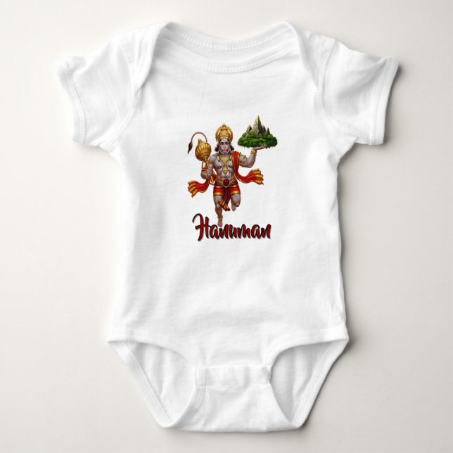 Lord Hanuman Flying Lifting Mountain Baby Strampler (Vorderseite)