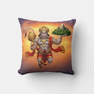 Lord Hanuman Flying Lifting Mountain Kissen