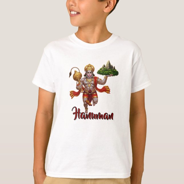 Lord Hanuman Flying Lifting Mountain T-Shirt (Vorderseite)