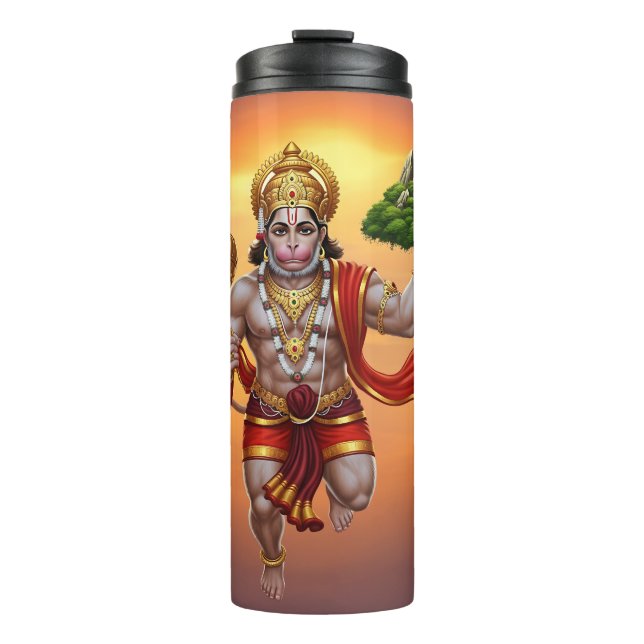 Lord Hanuman Flying Lifting Mountain Thermosbecher (Vorderseite)