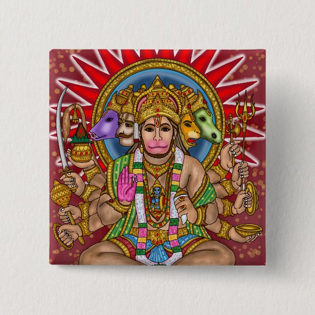 Lord Hanuman Knopf Button (Vorderseite)