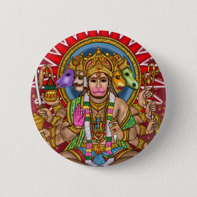 Lord Hanuman Knopf Button (Vorderseite)