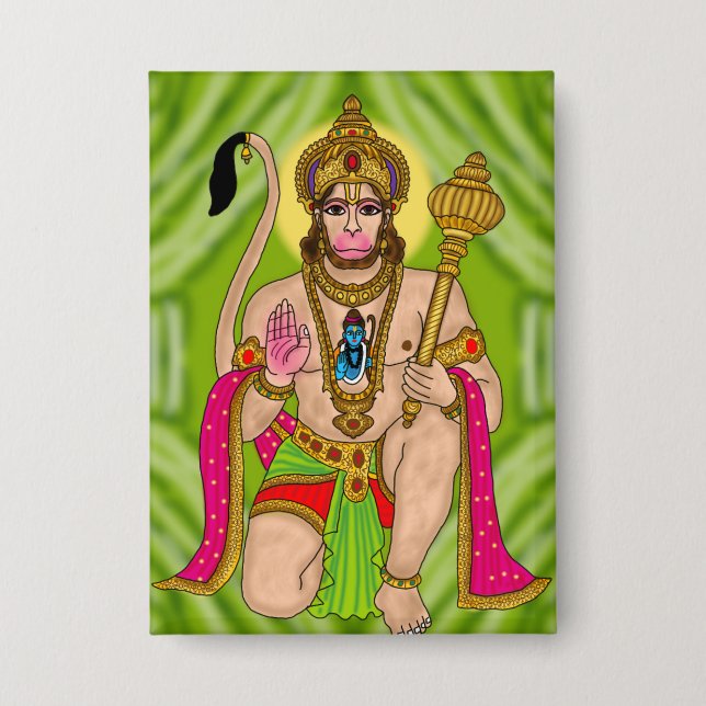 Lord Hanuman Knopf Button (Vorderseite)