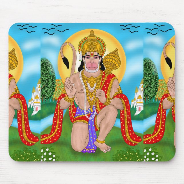 Lord Hanuman Mouse Pad – Spiritual Desk Accessory Mousepad (Vorne)