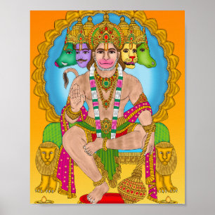 Lord Hanuman Poster   Powerful Hindu Devta Hanuman