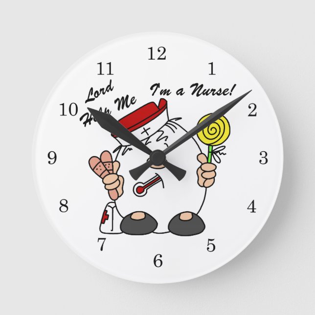 Lord Help Me I'm a Nurse Runde Wanduhr (Vorderseite)