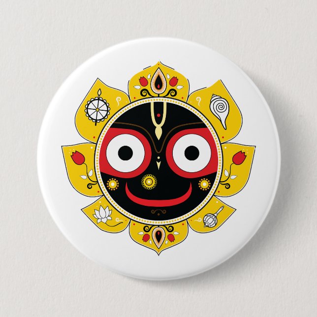 Lord Jagannath Face Hindu Deity Spiritual Button (Vorderseite)