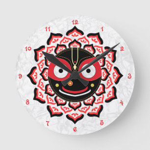 Lord Jagannath Gesicht Chakra Hindu-Gottheit Runde Wanduhr