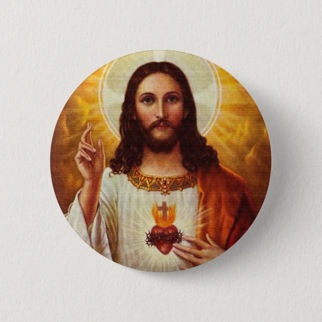 Lord Jesus Christus und das heilige Herz Button (Vorderseite)