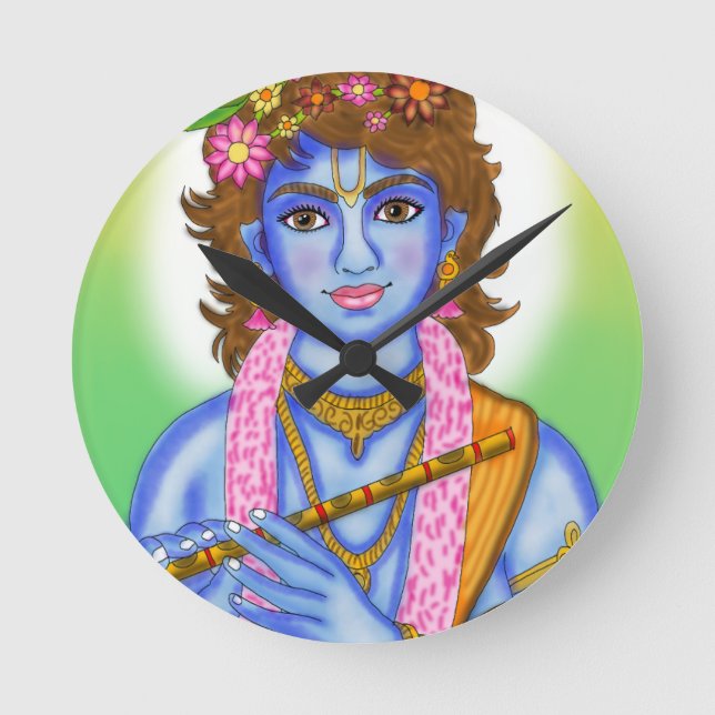 Lord Krishna Clock Runde Wanduhr (Vorderseite)