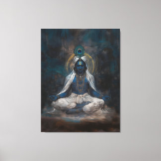 Lord Krishna dans la toile de Médaille