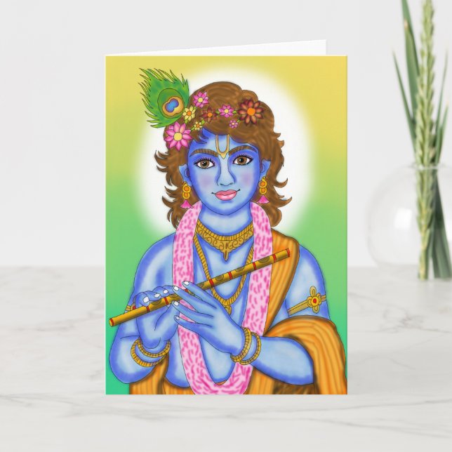 Lord Krishna Grußkarte Karte (Vorderseite)