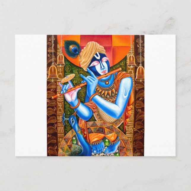 LORD KRISHNA INDIAN ABSTRAKT POSTKARTE (Vorderseite)