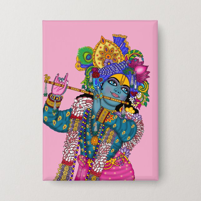 Lord Krishna Knopf Button (Vorderseite)