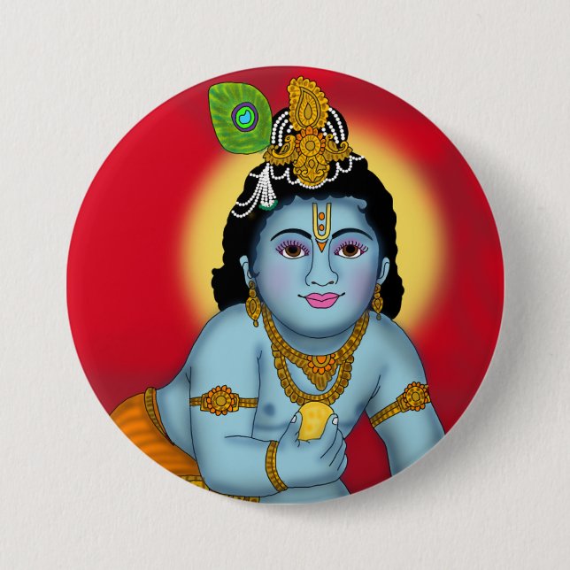 Lord Krishna Knopf Button (Vorderseite)