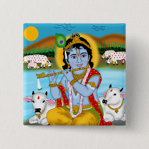 Lord Krishna Knopf Button