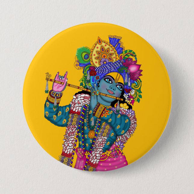Lord Krishna Knopf Button (Vorderseite)