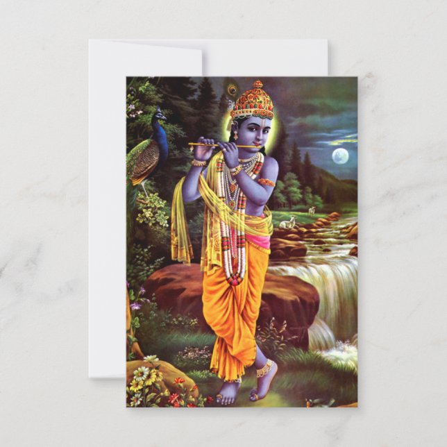 Lord Krishna mit Flute Hindu Gott Dankeskarte (Vorderseite)